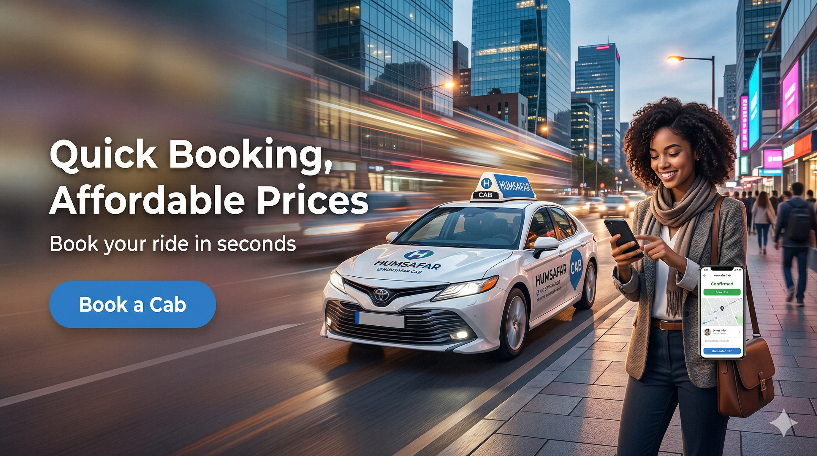 Humsafar Cab quick online booking with affordable taxi service arriving fast